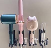 Bathroom Hair Styling Tool Organizer - Wall Mount Curler Straightener Accessories