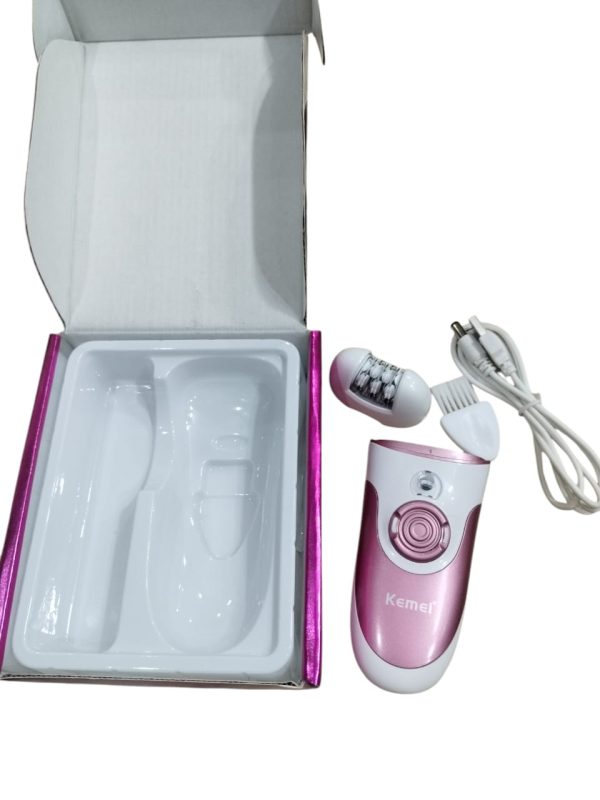Kemei Km-1307a Epilator For Long-lasting Hair Removal With Pedicure Shaver, Trimmer Head, And Bikini Area & Pubic Hair Removal | Best Quality Hair Removal Machine | Kemei Lady Grooming Kit ( Random Color )