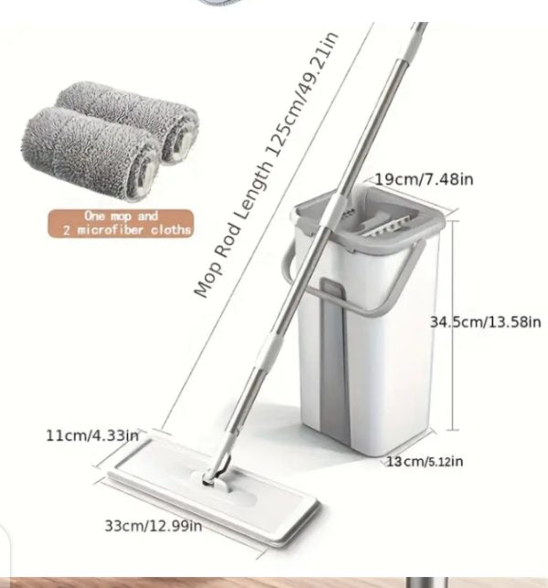 Mop Floor Squeeze Mop With Bucket – Hardwood & Wood Floor Rotary Scrubbing Mop For Easy Household Cleaning ( Random Color ) Without Box