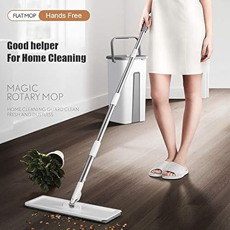 Mop Floor Squeeze Mop With Bucket – Hardwood & Wood Floor Rotary Scrubbing Mop For Easy Household Cleaning ( Random Color ) Without Box